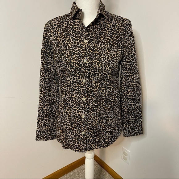 J.Crew factory cheetah animal print buttoned down blouse - Picture 1 of 5